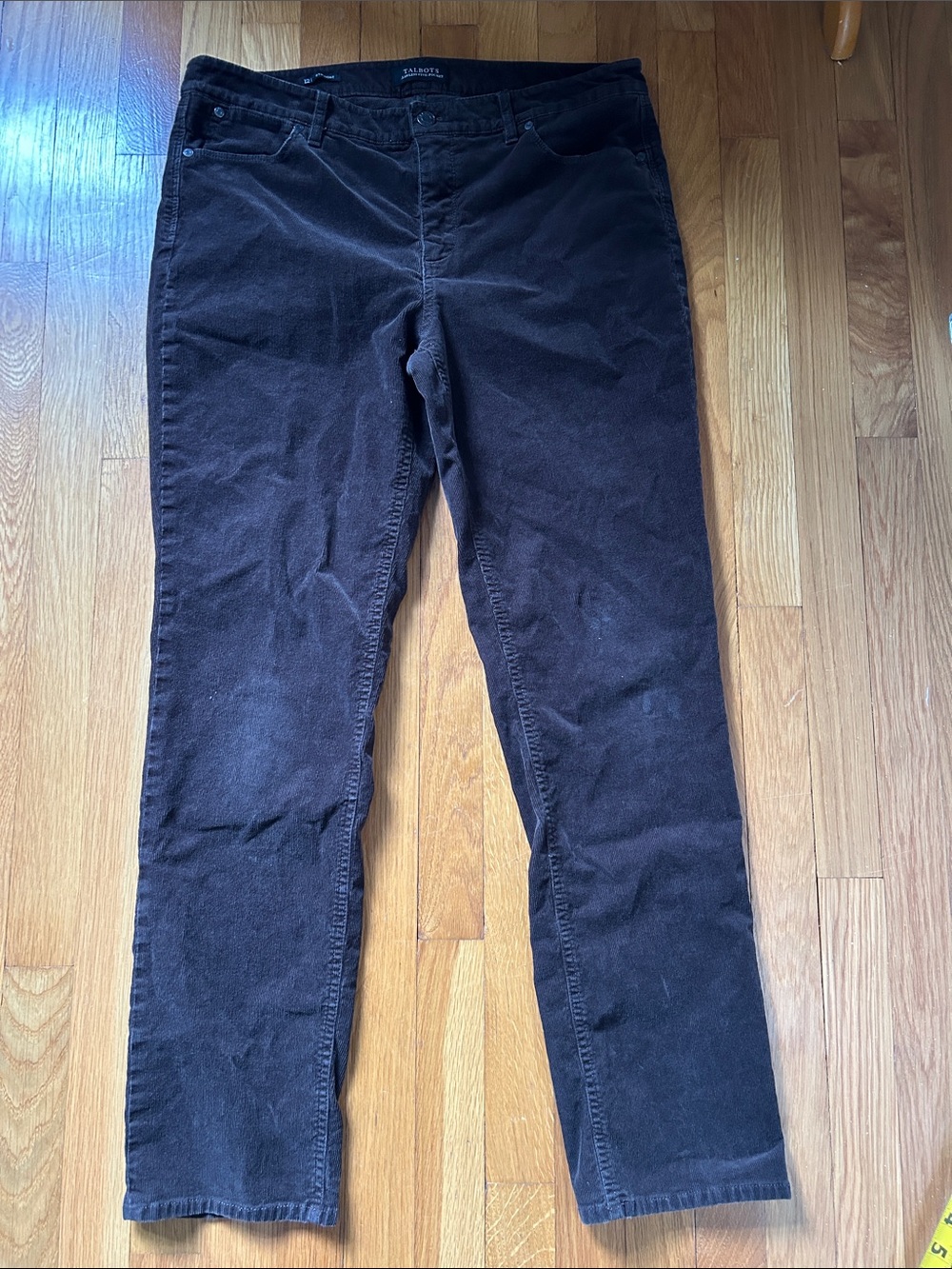 Talbots Flawless Five-Pocket Straight Corduroy Pants Brown size 12